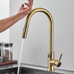 Casa si Gradina - Sanitare - Chiuveta bucatarie si accesorii - Baterii bucatarie - Baterie chiuveta bucatarie, Blackswan, Tip M277, cu senzor, afisaj LCD si 2 moduri, model auriu, dimensiune 44 cm - Infinity.ro