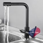 Casa si Gradina - Sanitare - Chiuveta bucatarie si accesorii - Baterii bucatarie - Baterie chiuveta bucatarie, Blackswan, Tip M4 cu iesire pentru apa purificata, model negru mat, dimensiune 32 cm - Infinity.ro