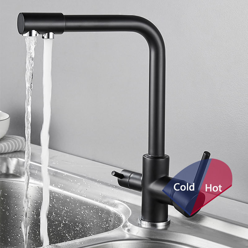 Casa si Gradina - Sanitare - Chiuveta bucatarie si accesorii - Baterii bucatarie - Baterie chiuveta bucatarie, Blackswan, Tip M4 cu iesire pentru apa purificata, model negru mat, dimensiune 32 cm - Infinity.ro