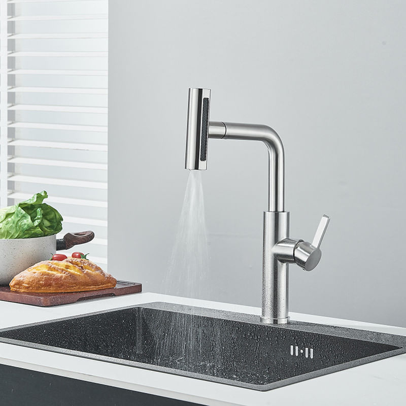 Casa si Gradina - Sanitare - Chiuveta bucatarie si accesorii - Baterii bucatarie - Baterie chiuveta bucatarie, Blackswan, Tip M359, model nichel, cu dus mobil cu 4 moduri, dimensiune 33.5 cm - Infinity.ro