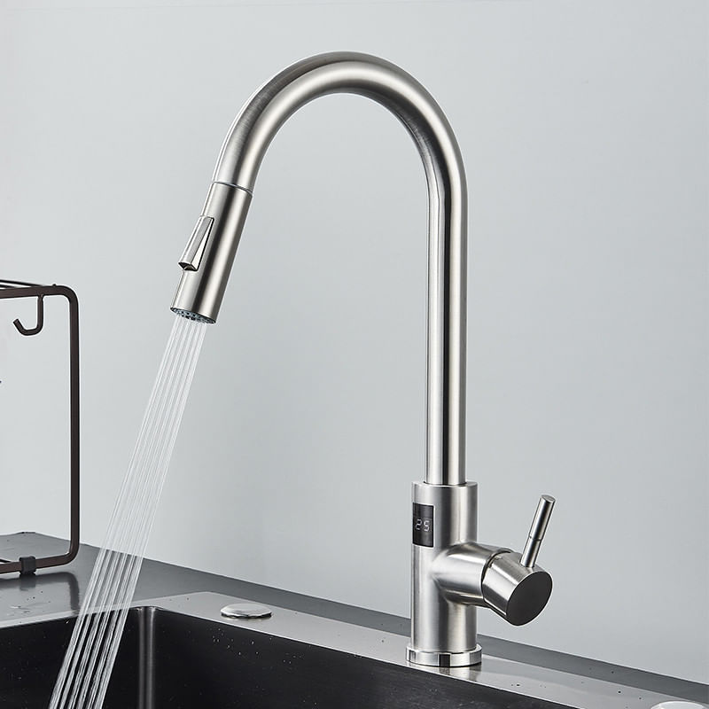 Casa si Gradina - Sanitare - Chiuveta bucatarie si accesorii - Baterii bucatarie - Baterie chiuveta bucatarie, Blackswan, Tip M276, cu senzor, afisaj LCD si 2 moduri, model nichel, dimensiune 44 cm - Infinity.ro