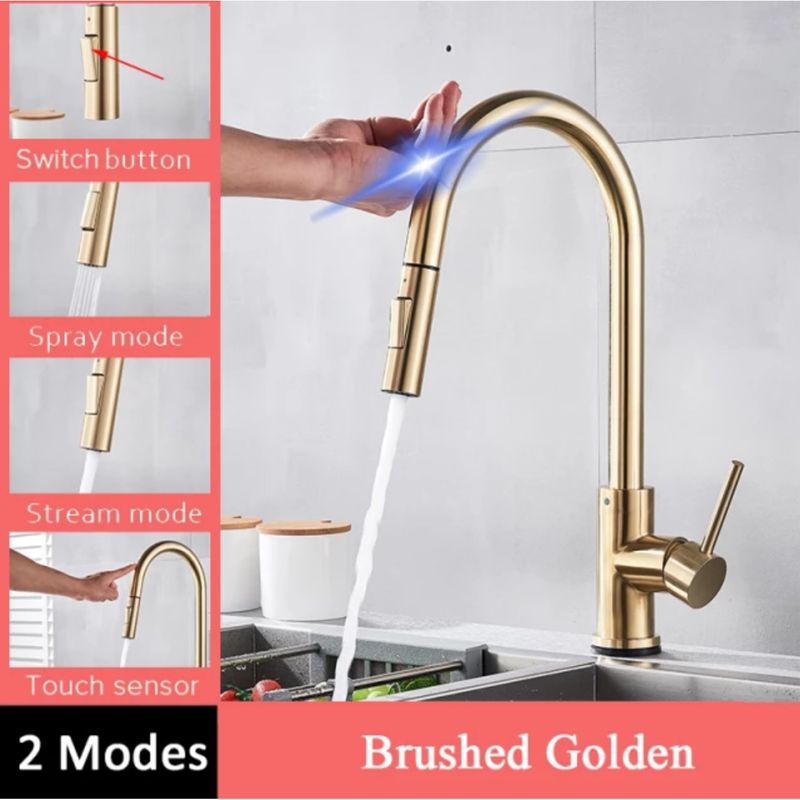 Casa si Gradina - Sanitare - Chiuveta bucatarie si accesorii - Baterii bucatarie - Baterie chiuveta bucatarie, Blackswan, Tip M30 cu senzor, model auriu mat, dimensiune 40 cm - Infinity.ro