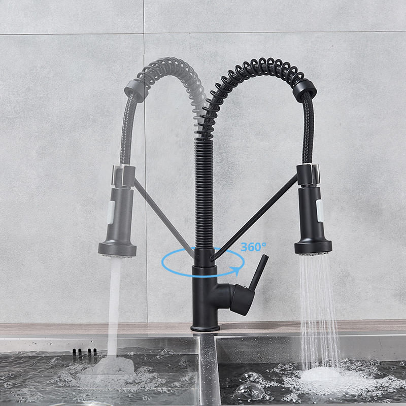 Casa si Gradina - Sanitare - Chiuveta bucatarie si accesorii - Baterii bucatarie - Baterie chiuveta bucatarie, Blackswan, Tip M150, cu 2 moduri, model negru, dimensiune 39 cm - Infinity.ro
