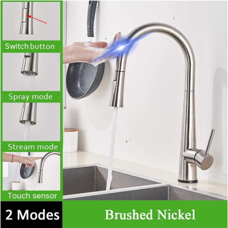 Casa si Gradina - Sanitare - Chiuveta bucatarie si accesorii - Baterii bucatarie - Baterie chiuveta bucatarie, Blackswan, Tip M27 cu senzor, model nichel, dimensiune 47 cm - Infinity.ro