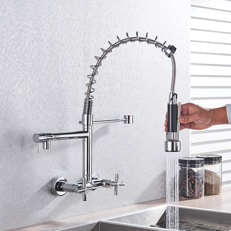 Casa si Gradina - Sanitare - Chiuveta bucatarie si accesorii - Baterii bucatarie - Baterie chiuveta bucatarie, Blackswan, Tip M2, model crom cu montare pe perere si 2 moduri, dimensiune 44 cm - Infinity.ro