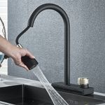 Casa si Gradina - Sanitare - Chiuveta bucatarie si accesorii - Baterii bucatarie - Baterie chiuveta bucatarie, Blackswan, Tip M296, cu 3 moduri si optiune Rainfall, model negru mat, dimensiune 41.5 cm - Infinity.ro