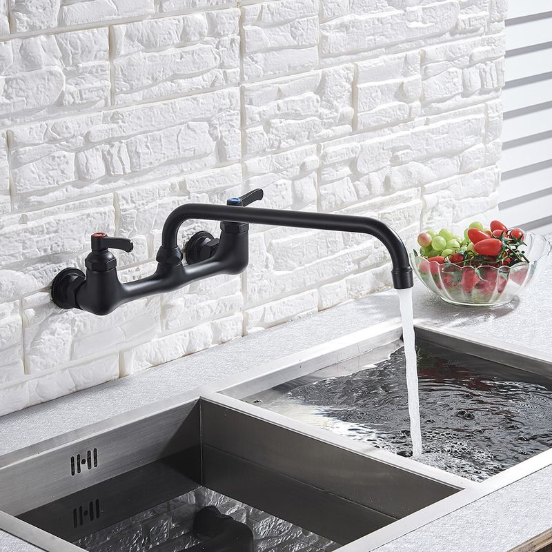 Casa si Gradina - Sanitare - Chiuveta bucatarie si accesorii - Baterii bucatarie - Baterie chiuveta bucatarie, Blackswan, Tip M253, model negru mat cu montare pe perete, dimensiune 32 cm - Infinity.ro