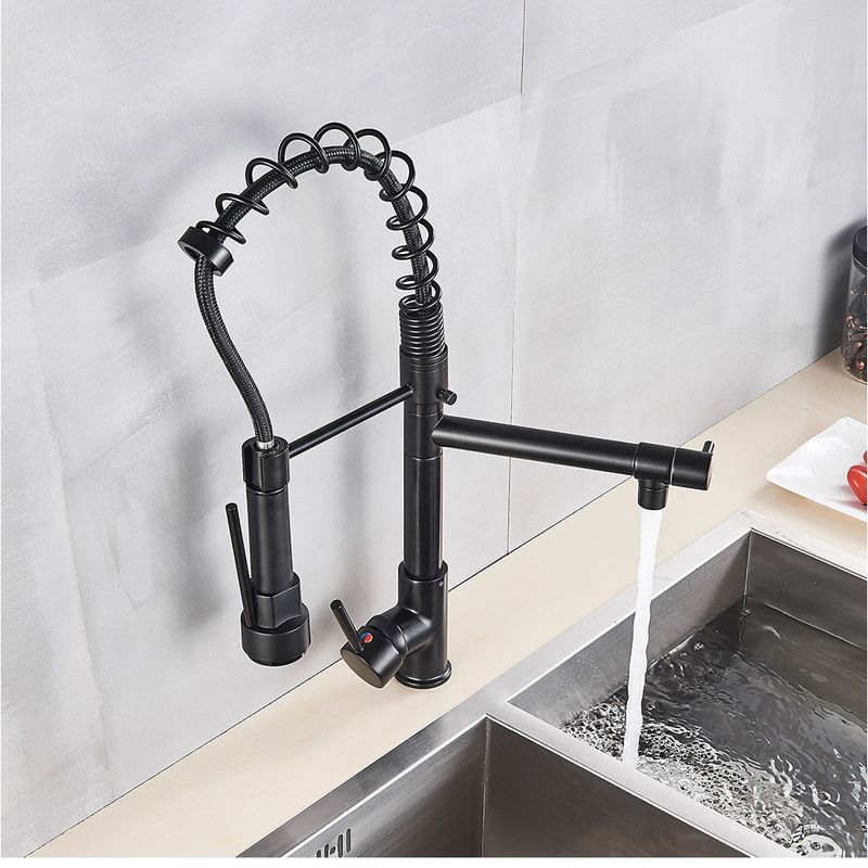 Casa si Gradina - Sanitare - Chiuveta bucatarie si accesorii - Baterii bucatarie - Baterie chiuveta bucatarie, Blackswan, Tip M125 cu 2 moduri, negru antichizat, 47 cm - Infinity.ro
