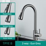 Casa si Gradina - Sanitare - Chiuveta bucatarie si accesorii - Baterii bucatarie - Baterie chiuveta bucatarie, Blackswan, Tip M263 cu 2 moduri si buton Pauza, model gri antracit, dimensiune 42.5 cm - Infinity.ro