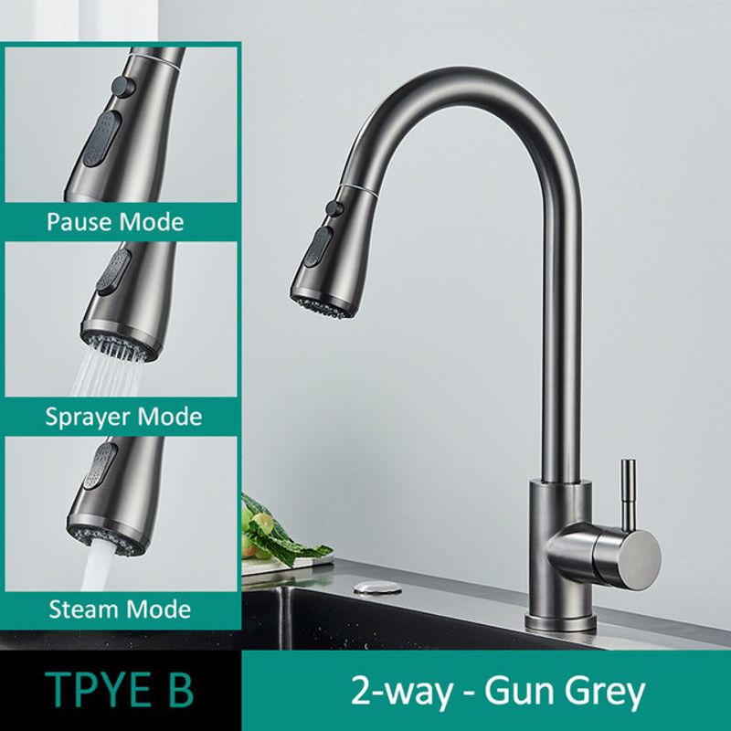 Casa si Gradina - Sanitare - Chiuveta bucatarie si accesorii - Baterii bucatarie - Baterie chiuveta bucatarie, Blackswan, Tip M263 cu 2 moduri si buton Pauza, model gri antracit, dimensiune 42.5 cm - Infinity.ro