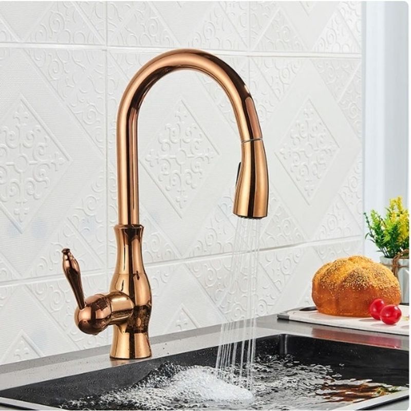 Casa si Gradina - Sanitare - Chiuveta bucatarie si accesorii - Baterii bucatarie - Baterie chiuveta bucatarie, Blackswan, Tip M352 cu 2 moduri, model auriu rose lucios, dimensiune 41 cm - Infinity.ro