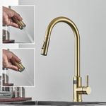 Casa si Gradina - Sanitare - Chiuveta bucatarie si accesorii - Baterii bucatarie - Baterie chiuveta bucatarie, Blackswan, Tip M277, cu senzor, afisaj LCD si 2 moduri, model auriu, dimensiune 44 cm - Infinity.ro