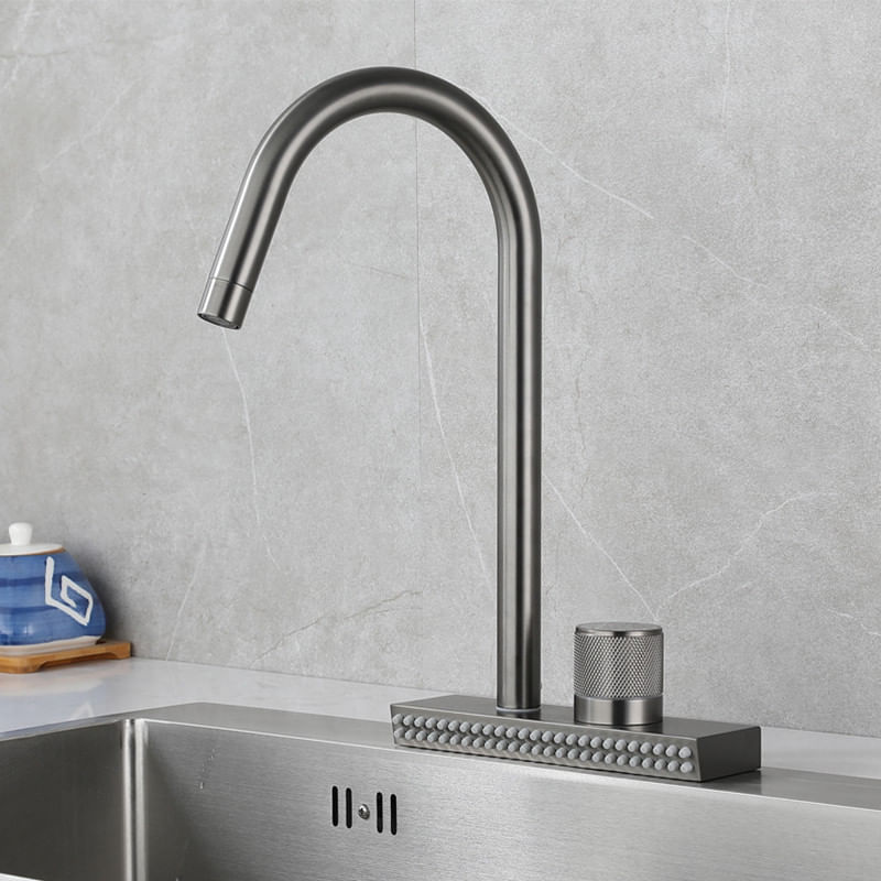 Casa si Gradina - Sanitare - Chiuveta bucatarie si accesorii - Baterii bucatarie - Baterie chiuveta bucatarie, Blackswan, Tip M344, model gri antracit cu 2 moduri si pipa rotativa, dimensiune 36.5 cm - Infinity.ro