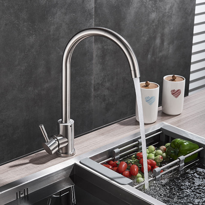 Casa si Gradina - Sanitare - Chiuveta bucatarie si accesorii - Baterii bucatarie - Baterie chiuveta bucatarie, Blackswan, Tip M282, model nichel rotund, dimensiune 36 cm - Infinity.ro