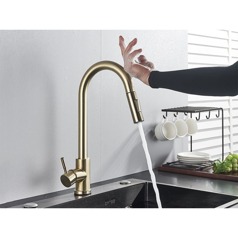 Casa si Gradina - Sanitare - Chiuveta bucatarie si accesorii - Baterii bucatarie - Baterie chiuveta bucatarie, Blackswan, Tip M30 cu senzor, model auriu mat, dimensiune 40 cm - Infinity.ro