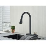 Casa si Gradina - Sanitare - Chiuveta bucatarie si accesorii - Baterii bucatarie - Baterie chiuveta bucatarie, Blackswan, Tip M296, cu 3 moduri si optiune Rainfall, model negru mat, dimensiune 41.5 cm - Infinity.ro