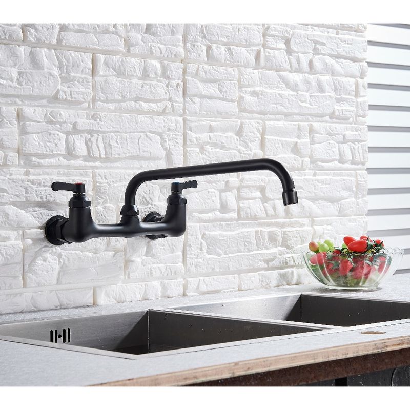 Casa si Gradina - Sanitare - Chiuveta bucatarie si accesorii - Baterii bucatarie - Baterie chiuveta bucatarie, Blackswan, Tip M253, model negru mat cu montare pe perete, dimensiune 32 cm - Infinity.ro