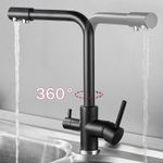 Casa si Gradina - Sanitare - Chiuveta bucatarie si accesorii - Baterii bucatarie - Baterie chiuveta bucatarie, Blackswan, Tip M4 cu iesire pentru apa purificata, model negru mat, dimensiune 32 cm - Infinity.ro