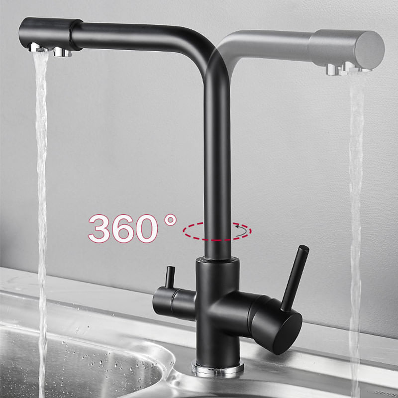 Casa si Gradina - Sanitare - Chiuveta bucatarie si accesorii - Baterii bucatarie - Baterie chiuveta bucatarie, Blackswan, Tip M4 cu iesire pentru apa purificata, model negru mat, dimensiune 32 cm - Infinity.ro