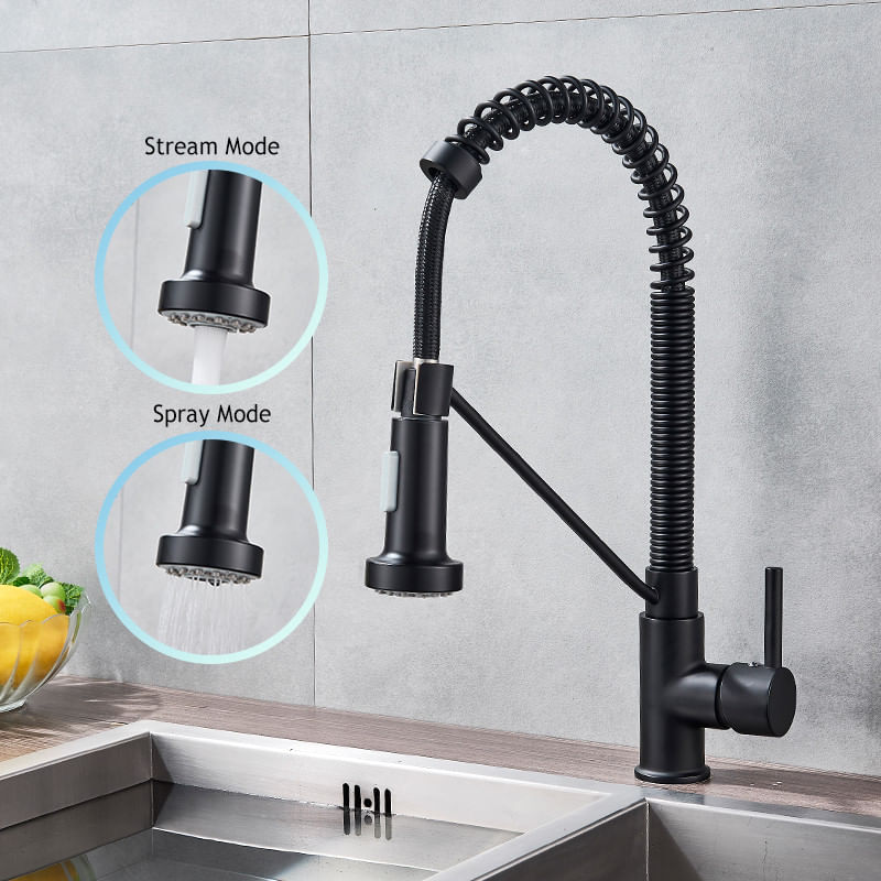 Casa si Gradina - Sanitare - Chiuveta bucatarie si accesorii - Baterii bucatarie - Baterie chiuveta bucatarie, Blackswan, Tip M150, cu 2 moduri, model negru, dimensiune 39 cm - Infinity.ro
