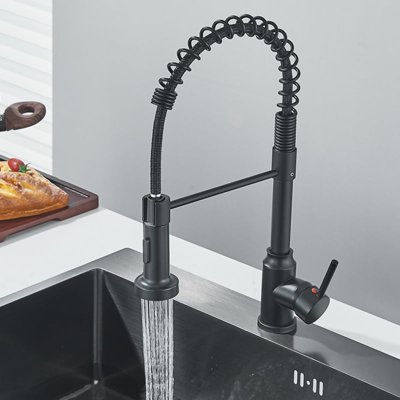 Casa si Gradina - Sanitare - Chiuveta bucatarie si accesorii - Baterii bucatarie - Baterie chiuveta bucatarie, Blackswan, Tip M364, model negru, cu dus mobil si 2 moduri, dimensiune 41 cm - Infinity.ro