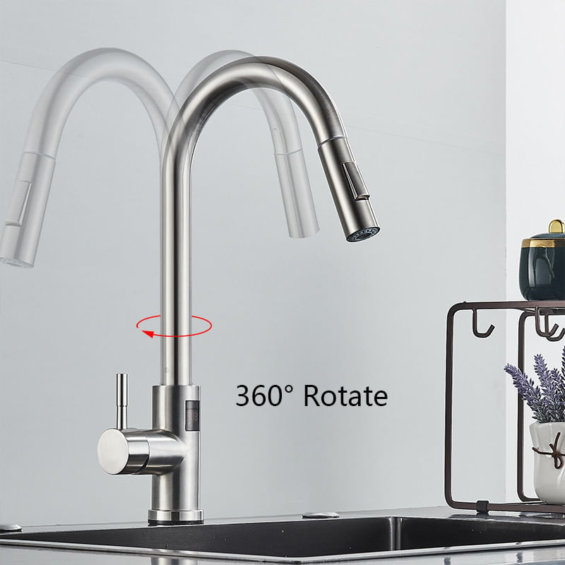 Casa si Gradina - Sanitare - Chiuveta bucatarie si accesorii - Baterii bucatarie - Baterie chiuveta bucatarie, Blackswan, Tip M276, cu senzor, afisaj LCD si 2 moduri, model nichel, dimensiune 44 cm - Infinity.ro