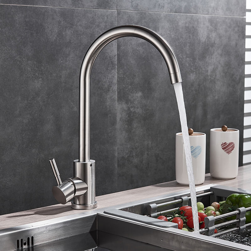 Casa si Gradina - Sanitare - Chiuveta bucatarie si accesorii - Baterii bucatarie - Baterie chiuveta bucatarie, Blackswan, Tip M282, model nichel rotund, dimensiune 36 cm - Infinity.ro