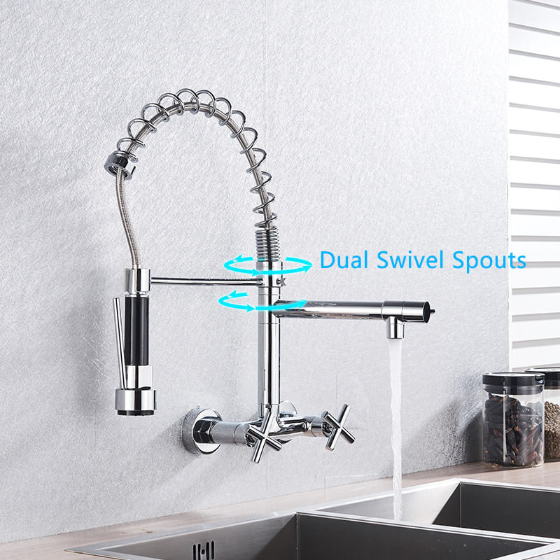 Casa si Gradina - Sanitare - Chiuveta bucatarie si accesorii - Baterii bucatarie - Baterie chiuveta bucatarie, Blackswan, Tip M2, model crom cu montare pe perere si 2 moduri, dimensiune 44 cm - Infinity.ro