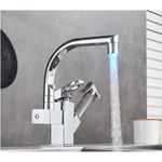 Casa si Gradina - Sanitare - Chiuveta bucatarie si accesorii - Baterii bucatarie - Baterie chiuveta bucatarie, Blackswan, Tip M182, cu LED si dus, model crom, dimensiune 25 cm - Infinity.ro