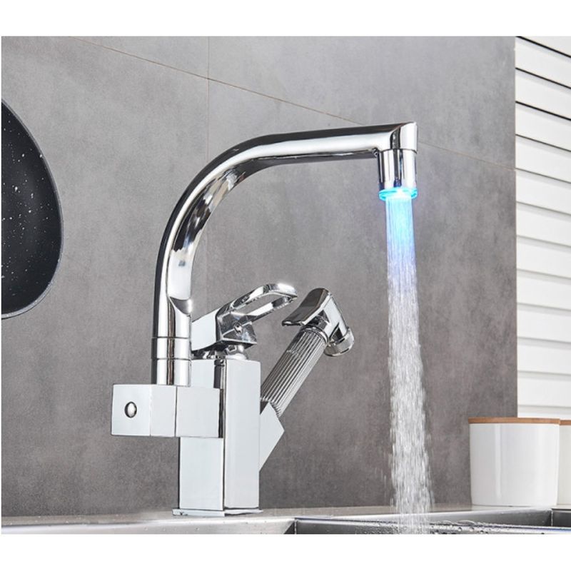 Casa si Gradina - Sanitare - Chiuveta bucatarie si accesorii - Baterii bucatarie - Baterie chiuveta bucatarie, Blackswan, Tip M182, cu LED si dus, model crom, dimensiune 25 cm - Infinity.ro