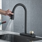 Casa si Gradina - Sanitare - Chiuveta bucatarie si accesorii - Baterii bucatarie - Baterie chiuveta bucatarie, Blackswan, Tip M296, cu 3 moduri si optiune Rainfall, model negru mat, dimensiune 41.5 cm - Infinity.ro