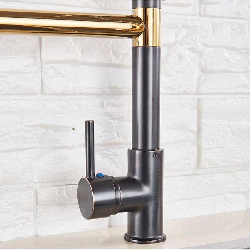 Casa si Gradina - Sanitare - Chiuveta bucatarie si accesorii - Baterii bucatarie - Baterie chiuveta bucatarie, Blackswan, Tip M128 cu 2 moduri, negru/ auriu, 47 cm - Infinity.ro