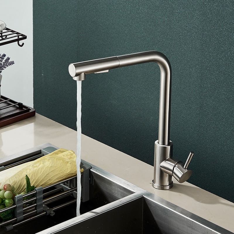 Casa si Gradina - Sanitare - Chiuveta bucatarie si accesorii - Baterii bucatarie - Baterie chiuveta bucatarie, Blackswan, Tip M246, model nichel mat cu dus retractabil, dimensiune 35 cm - Infinity.ro