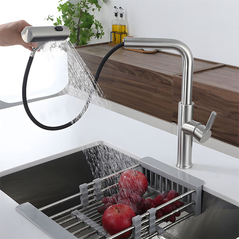 Casa si Gradina - Sanitare - Chiuveta bucatarie si accesorii - Baterii bucatarie - Baterie chiuveta bucatarie, Blackswan, Tip M359, model nichel, cu dus mobil cu 4 moduri, dimensiune 33.5 cm - Infinity.ro