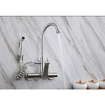 Casa si Gradina - Sanitare - Chiuveta bucatarie si accesorii - Baterii bucatarie - Baterie chiuveta bucatarie, Blackswan, Tip M223, cu dus, model nichel, dimensiune 35.5 cm - Infinity.ro