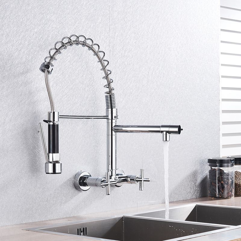 Casa si Gradina - Sanitare - Chiuveta bucatarie si accesorii - Baterii bucatarie - Baterie chiuveta bucatarie, Blackswan, Tip M2, model crom cu montare pe perere si 2 moduri, dimensiune 44 cm - Infinity.ro