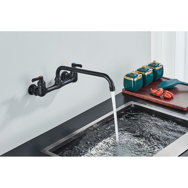 Casa si Gradina - Sanitare - Chiuveta bucatarie si accesorii - Baterii bucatarie - Baterie chiuveta bucatarie, Blackswan, Tip M253, model negru mat cu montare pe perete, dimensiune 32 cm - Infinity.ro