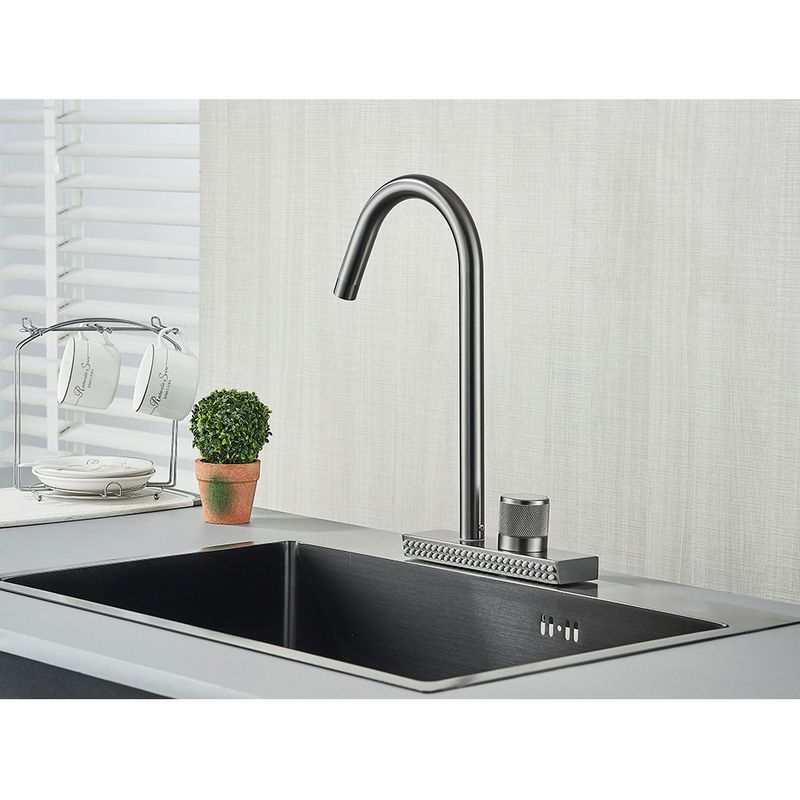 Casa si Gradina - Sanitare - Chiuveta bucatarie si accesorii - Baterii bucatarie - Baterie chiuveta bucatarie, Blackswan, Tip M344, model gri antracit cu 2 moduri si pipa rotativa, dimensiune 36.5 cm - Infinity.ro