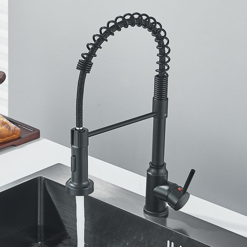 Casa si Gradina - Sanitare - Chiuveta bucatarie si accesorii - Baterii bucatarie - Baterie chiuveta bucatarie, Blackswan, Tip M364, model negru, cu dus mobil si 2 moduri, dimensiune 41 cm - Infinity.ro