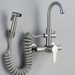 Casa si Gradina - Sanitare - Chiuveta bucatarie si accesorii - Baterii bucatarie - Baterie chiuveta bucatarie, Blackswan, Tip M223, cu dus, model nichel, dimensiune 35.5 cm - Infinity.ro