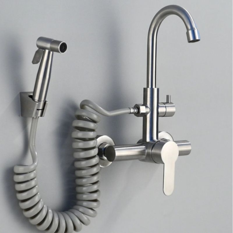 Casa si Gradina - Sanitare - Chiuveta bucatarie si accesorii - Baterii bucatarie - Baterie chiuveta bucatarie, Blackswan, Tip M223, cu dus, model nichel, dimensiune 35.5 cm - Infinity.ro