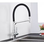 Casa si Gradina - Sanitare - Chiuveta bucatarie si accesorii - Baterii bucatarie - Baterie chiuveta bucatarie, Blackswan, Tip M16 cu iesire pentru apa purificata, model crom/ negru, dimensiune 45 cm - Infinity.ro