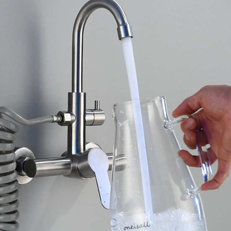 Casa si Gradina - Sanitare - Chiuveta bucatarie si accesorii - Baterii bucatarie - Baterie chiuveta bucatarie, Blackswan, Tip M223, cu dus, model nichel, dimensiune 35.5 cm - Infinity.ro