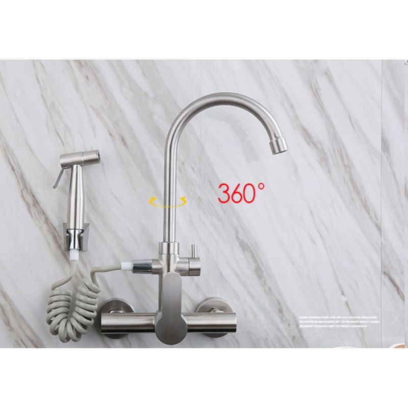 Casa si Gradina - Sanitare - Chiuveta bucatarie si accesorii - Baterii bucatarie - Baterie chiuveta bucatarie, Blackswan, Tip M223, cu dus, model nichel, dimensiune 35.5 cm - Infinity.ro