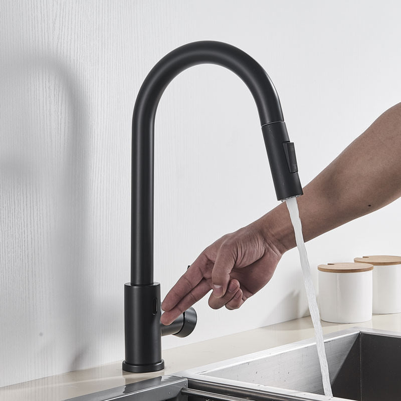 Casa si Gradina - Sanitare - Chiuveta bucatarie si accesorii - Baterii bucatarie - Baterie chiuveta bucatarie, Blackswan, Tip M40 cu smart senzor, model negru, dimensiune 40 cm - Infinity.ro
