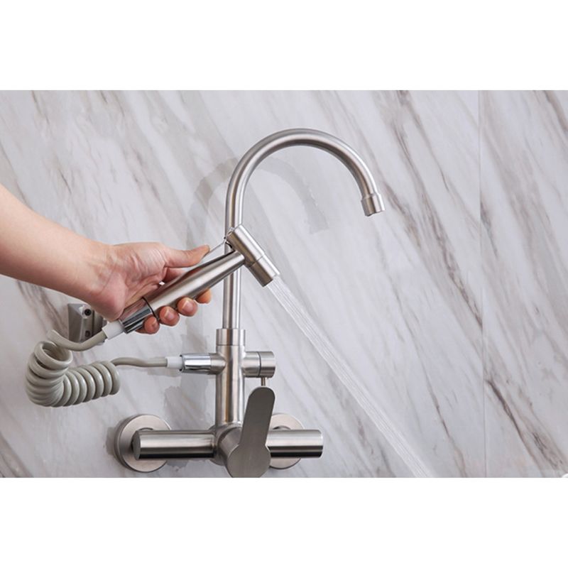 Casa si Gradina - Sanitare - Chiuveta bucatarie si accesorii - Baterii bucatarie - Baterie chiuveta bucatarie, Blackswan, Tip M223, cu dus, model nichel, dimensiune 35.5 cm - Infinity.ro