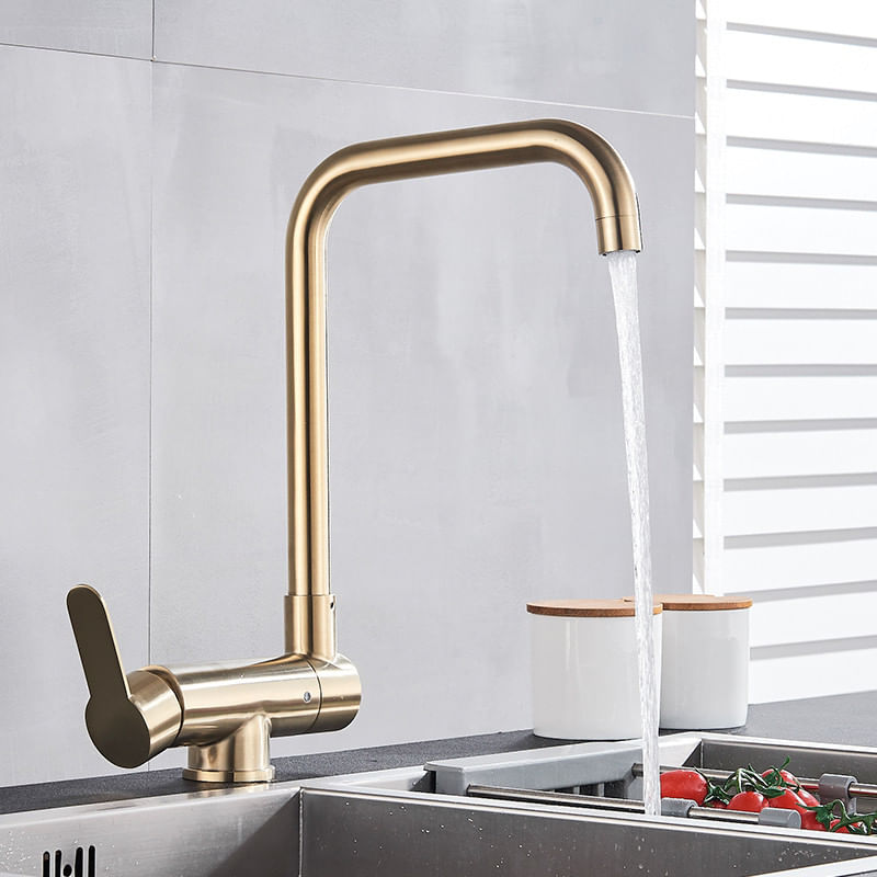 Casa si Gradina - Sanitare - Chiuveta bucatarie si accesorii - Baterii bucatarie - Baterie chiuveta bucatarie, Blackswan, Tip M43 pliabila - cu montare la geam, model auriu mat, dimensiune 35 cm - Infinity.ro