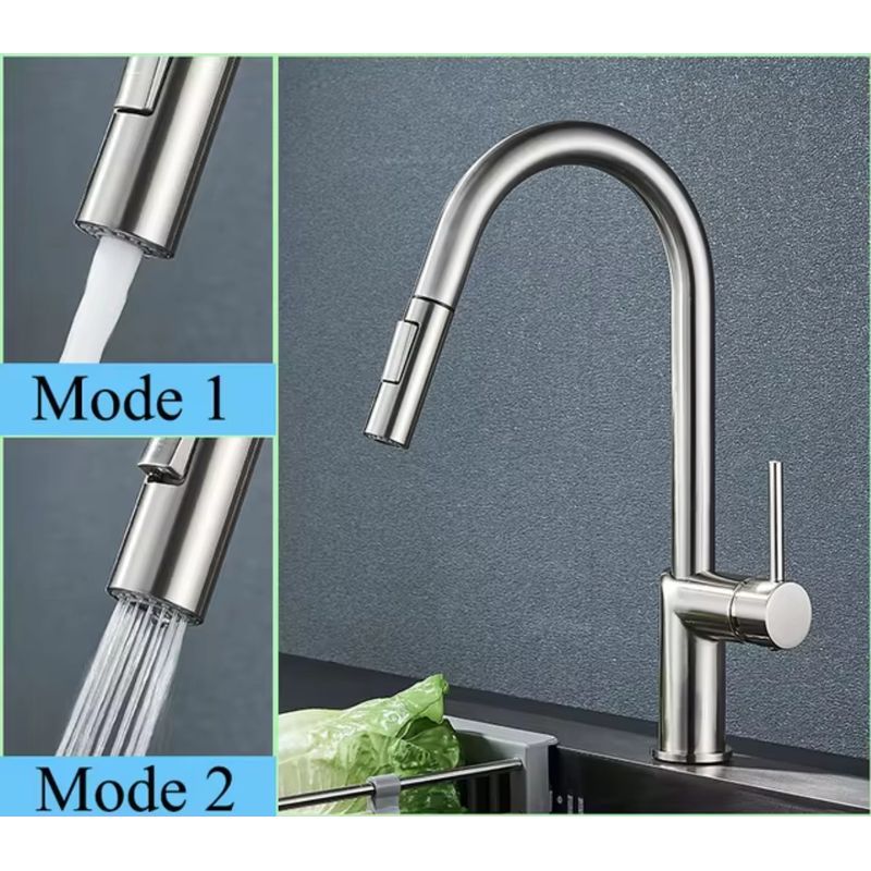 Casa si Gradina - Sanitare - Chiuveta bucatarie si accesorii - Baterii bucatarie - Baterie chiuveta bucatarie, Blackswan, Tip M384 cu 2 moduri si dus extractibil, model nichel, dimensiune 39 cm - Infinity.ro
