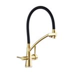 Casa si Gradina - Sanitare - Chiuveta bucatarie si accesorii - Baterii bucatarie - Baterie chiuveta bucatarie, Blackswan, Tip M57 cu iesire pentru apa purificata, model auriu mat/ negru, dimensiune 44 cm - Infinity.ro
