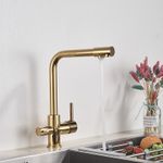 Casa si Gradina - Sanitare - Chiuveta bucatarie si accesorii - Baterii bucatarie - Baterie chiuveta bucatarie, Blackswan, Tip M5 cu iesire pentru apa purificata, model auriu, dimensiune 32 cm - Infinity.ro
